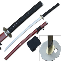 Samurai Katana Sword REVERSE BLADE WITH BLOOD GROOVE RED