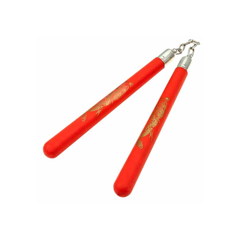 Rubber Nunchaku WITH DRAGON RED