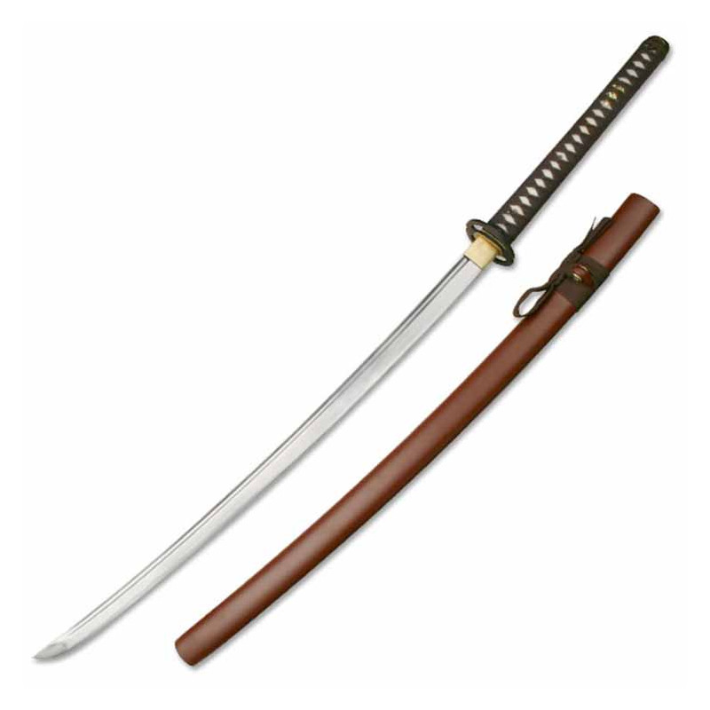 HAND FORGED SAMURAI SWORD with brown scabbard