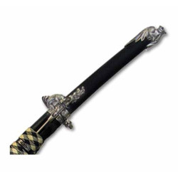 DRAGON SAMURAI KATANA SWORD WITH 2 THROWING KNIVES ON SCABBARD BLACK