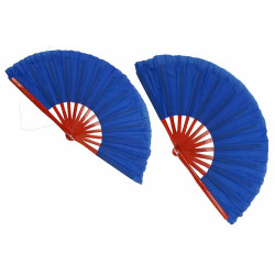 Bamboo double fan blue 13" pair