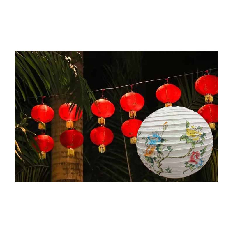 PAPER LANTERN WITH FLOWER PRINTED 16" DIA