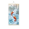 WALL SCROLL TWO FISHES LEAPING OVER THE DRAGON GATE 17.7"x12"