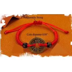 ADJUSTABLE RED STRING SINGLE OLD COIN