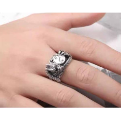 Silver Dragon Ring With  Yin & Yang Adjustable