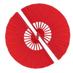 Bamboo Double Fan Red 13" Pair