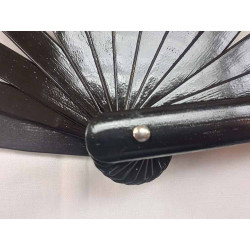 Bamboo Kung Fu Fan with carrying case  Black on Black