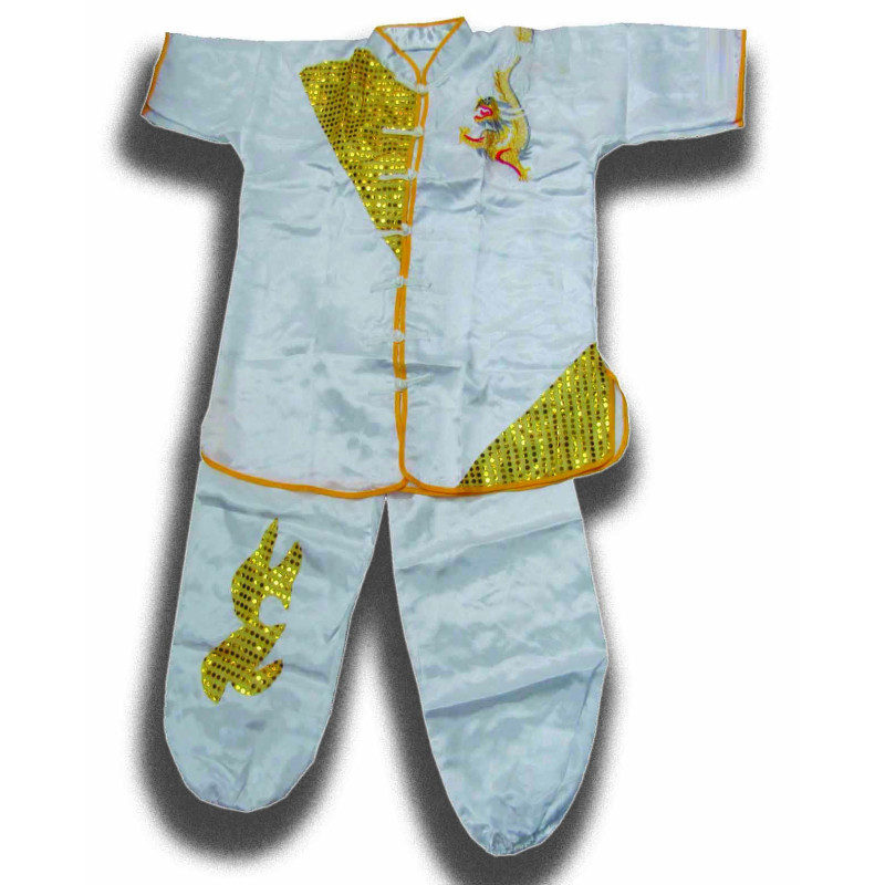 WUSHU UNIFORM WHITE WITH GOLD DRAGON