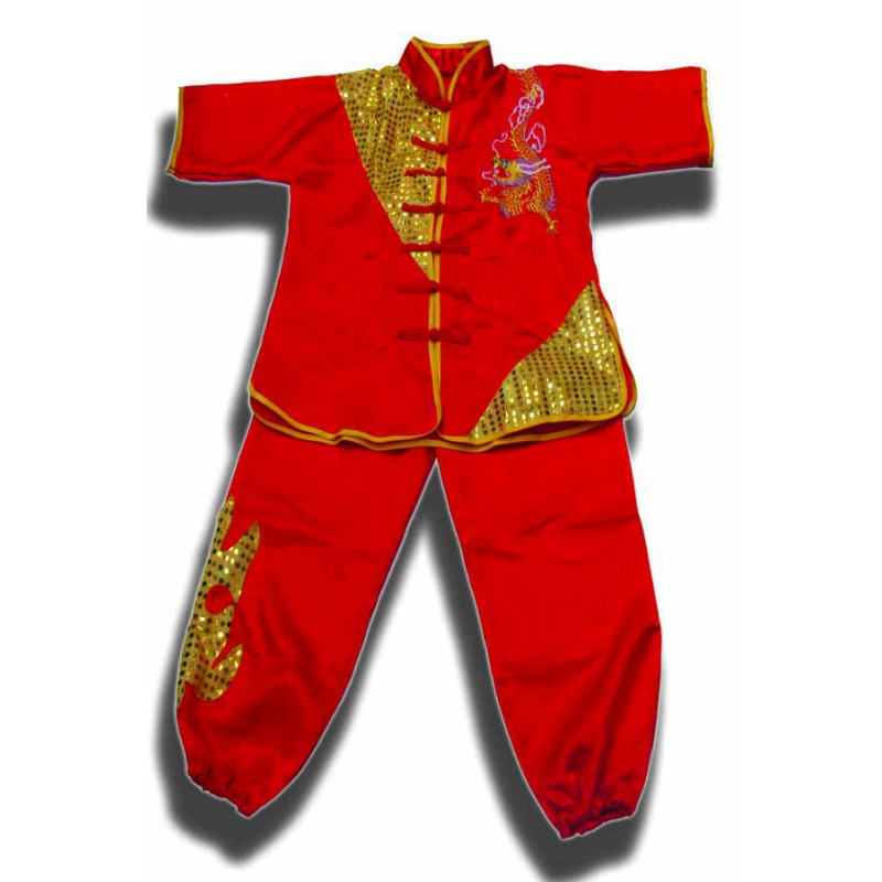 WUSHU UNIFORM red WITH GOLD DRAGON