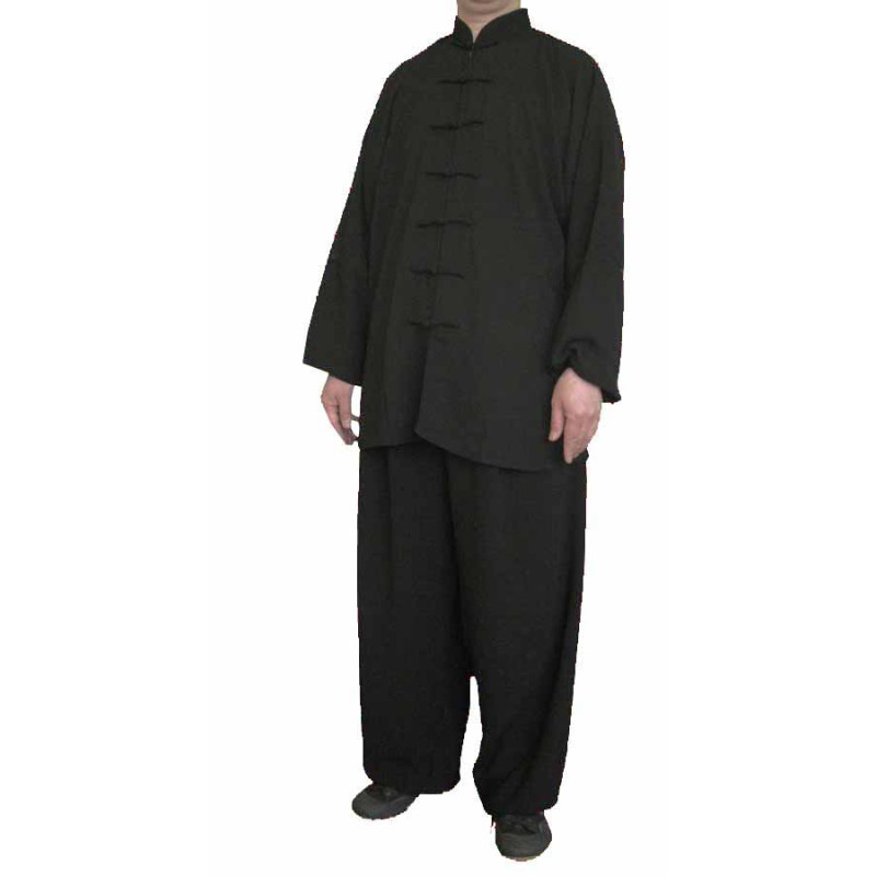 SILK/RAYON LANTERN STYLE WUSHU UNIFORM BLACK