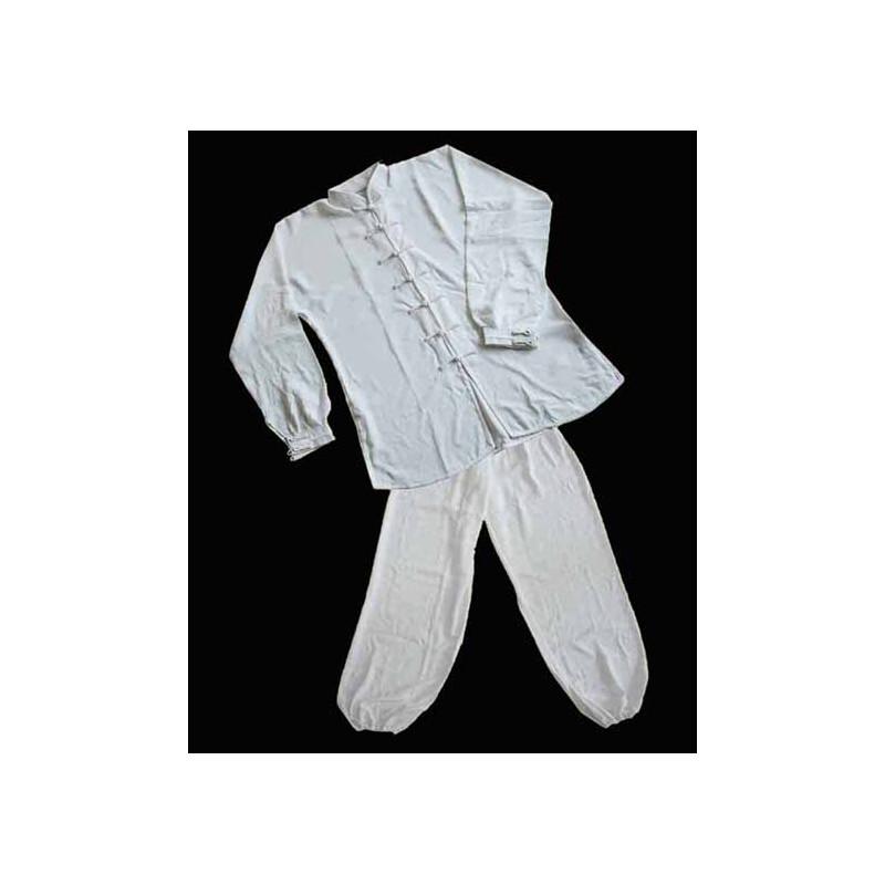 SILK/RAYON LANTERN STYLE WUSHU UNIFORM WHITE