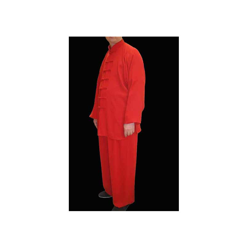 SILK/RAYON LANTERN STYLE WUSHU UNIFORM RED